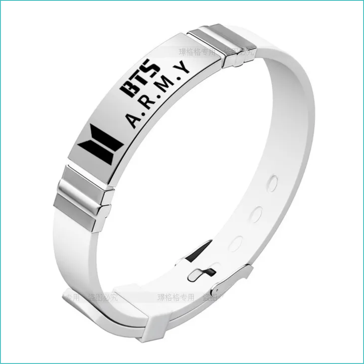 Силиконовый браслет "BTS A.R.M.Y" (Размер регулируемый) белый - фото 1 - id-p115059334