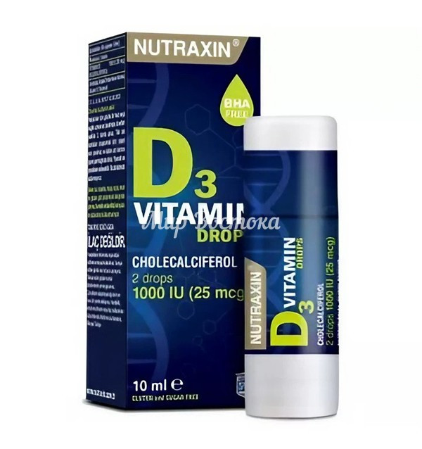 Витамин Д3 для детей в каплях от Нутраксин - Nutraxin D3 Vitamin Drops (10 мл) - фото 1 - id-p115060857