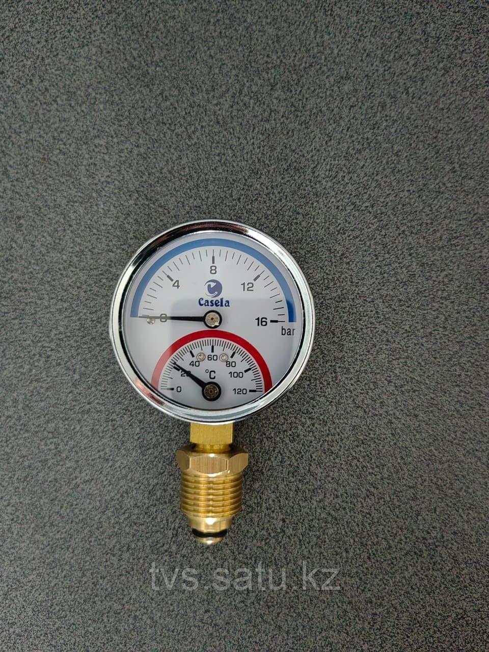 Термоманометр с боковым подключением D63mm, 16bar, 120*C