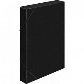 Папка-короб на резинке Бюрократ, А4 пластиковая, 500 мкм, корешок 25 мм., черная