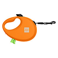 Поводок-рулетка для собак WAUDOG R-leash с контейнером для пакетов, (до 12 кг Д 3 м) Оранжевый
