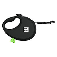Поводок-рулетка для собак WAUDOG R-leash с контейнером для пакетов, (до 20 кг Д 5 м) Черный