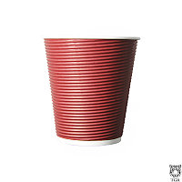 Бумажный стакан двухслойный Horizontal 350мл красный / в упаковке 25