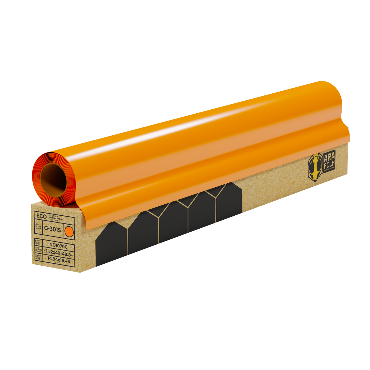 Самоклеющаяся цветная пленка 1,22mx40m ARA G3015 светло-оранжевый глянец (ND1070G) - фото 2 - id-p115053022