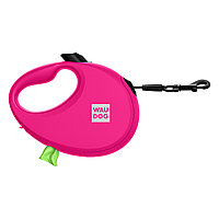 Поводок-рулетка для собак WAUDOG R-leash с контейнером для пакетов, (до 40 кг Д 5 м) Розовый