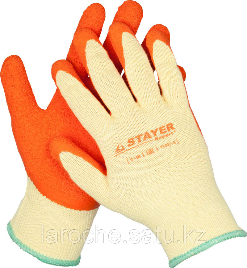 Перчатки STAYER "EXPERT" рабочие с рельефным латексным покрытием, 10 класс, S-M - фото 1 - id-p14615285