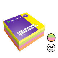 Блок самоклеящийся 50*50 мм, Berlingo "Ultra Sticky", 4 неоновых цвета, 240 листов