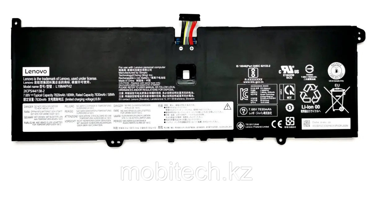 Аккумуляторы Lenovo L19C4PH2 L19M4PH2 7.68V 60Wh 7800mAh Lenovo Yoga C950 YOGA 9-14ITL5 Yoga 7 Pro-13IKB