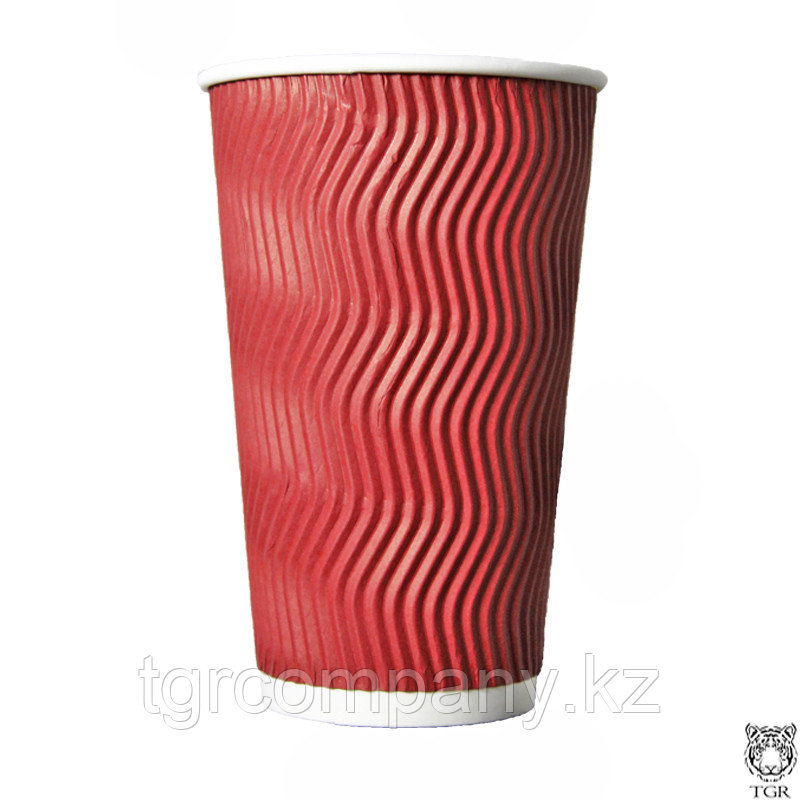 Бумажный стакан двухслойный S-shape 400мл красный / 25 штук в упаковке - фото 1 - id-p115117866
