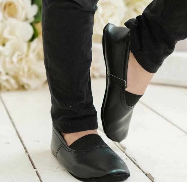 Чешки для танцев  черные экокожа