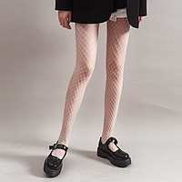Женские колготки в сетку белые
