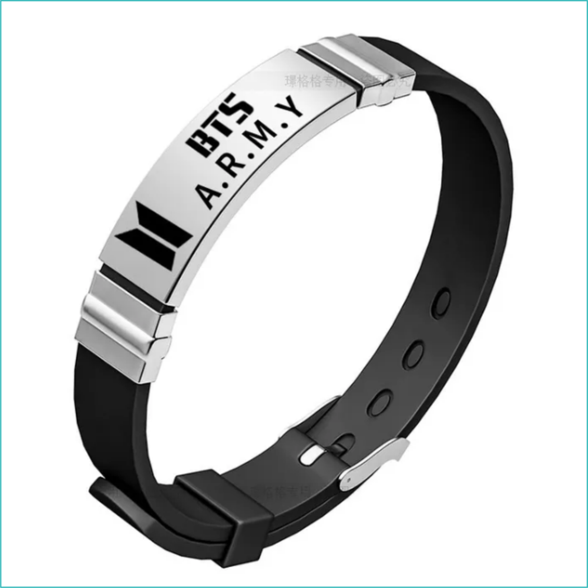 Силиконовый браслет "BTS A.R.M.Y" (Размер регулируемый) черный - фото 1 - id-p115173243