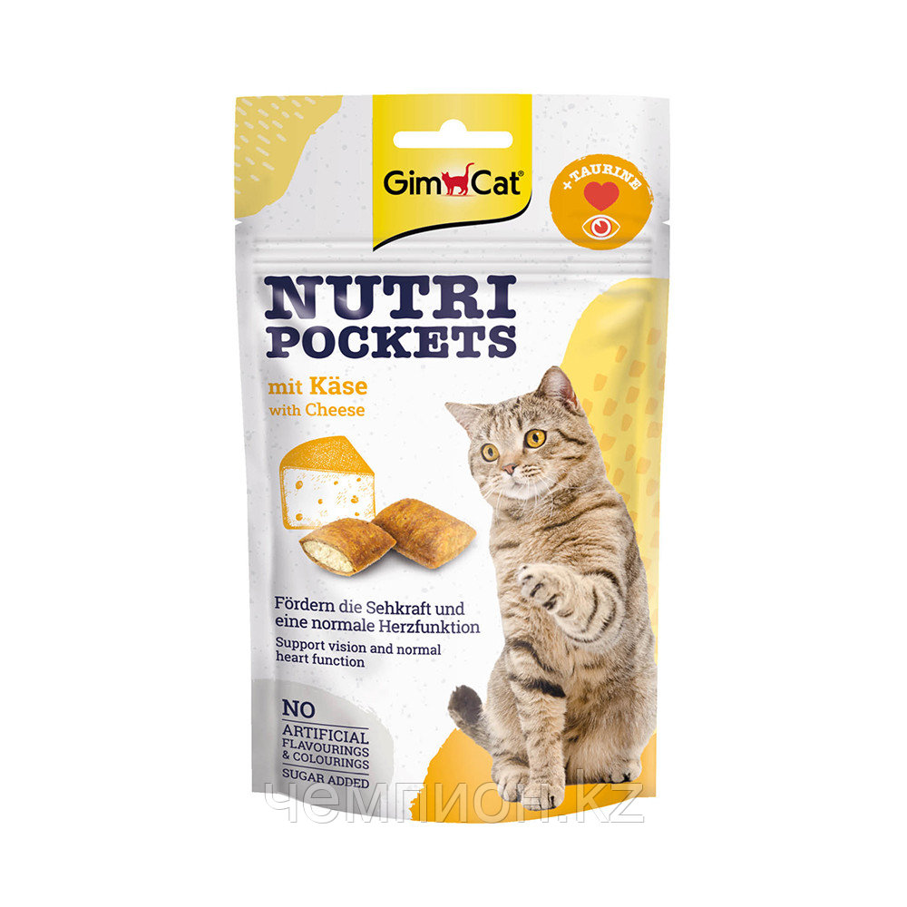 400716 GimCat Nutri Pockets, хрустящие подушечки с сыром и таурином 60 г.