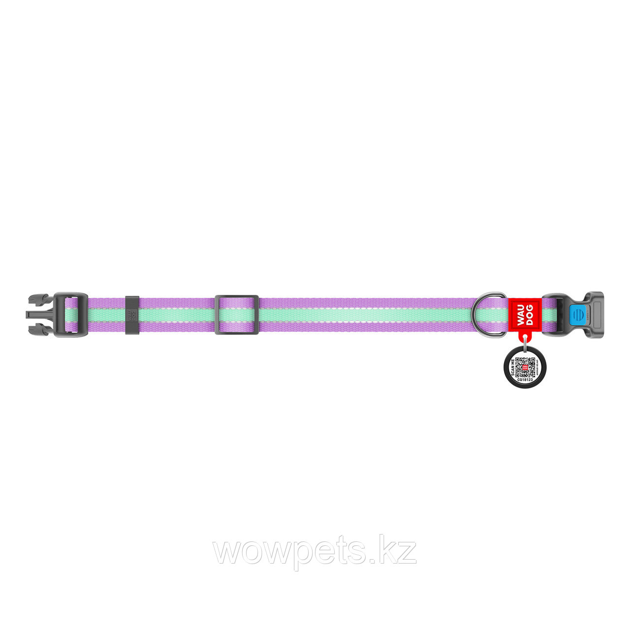 Ошейник WAUDOG Nylon, светящийся, пластиковая пряжка-фастекс (Ш 20 мм Д 24-40 см) Фиолетовый - фото 2 - id-p115178437