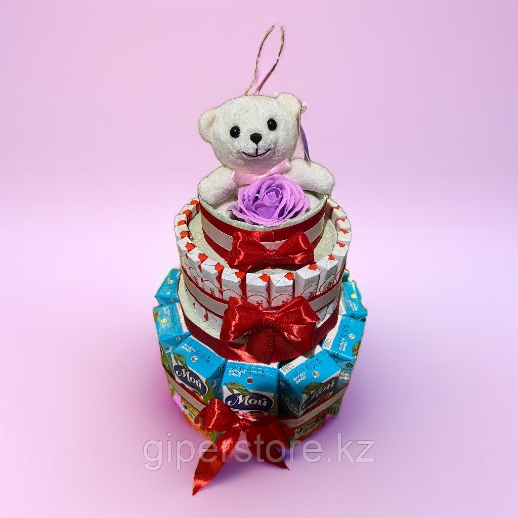 Оригинальный подарок. Торт из сладостей с мишкой и мыльной розочкой - фото 1 - id-p114792844