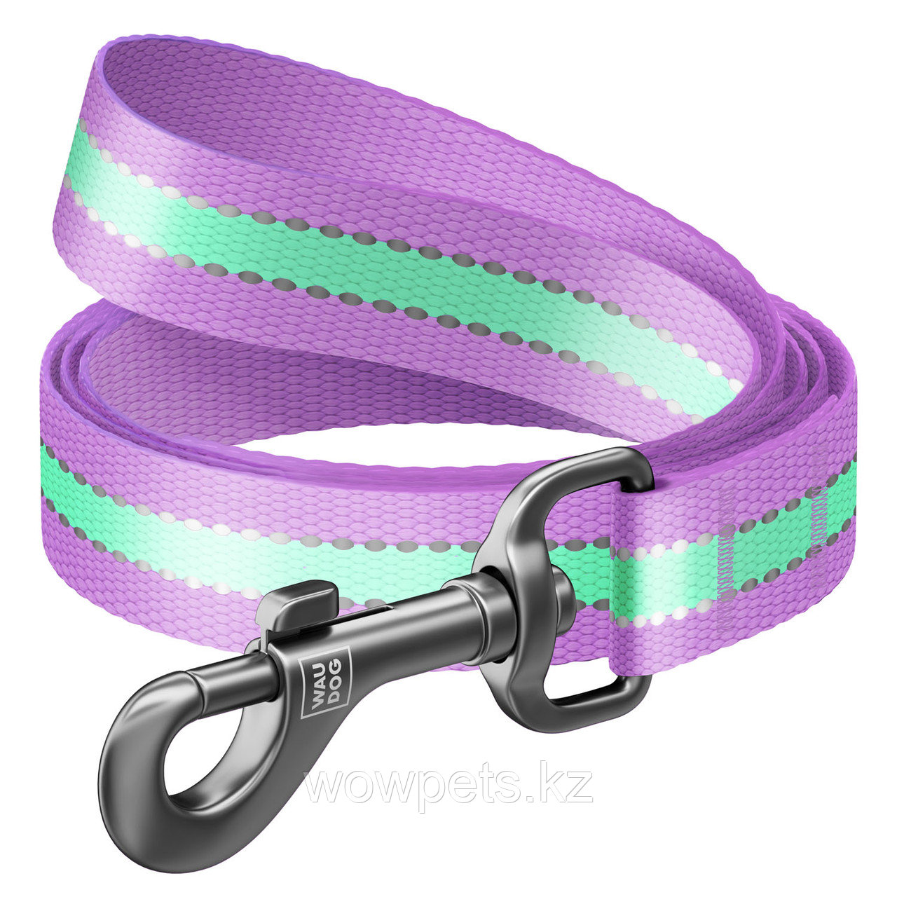 Поводок WAUDOG Nylon, светящийся (Ш 20 мм Д 122 см) Фиолетовый - фото 1 - id-p115178831