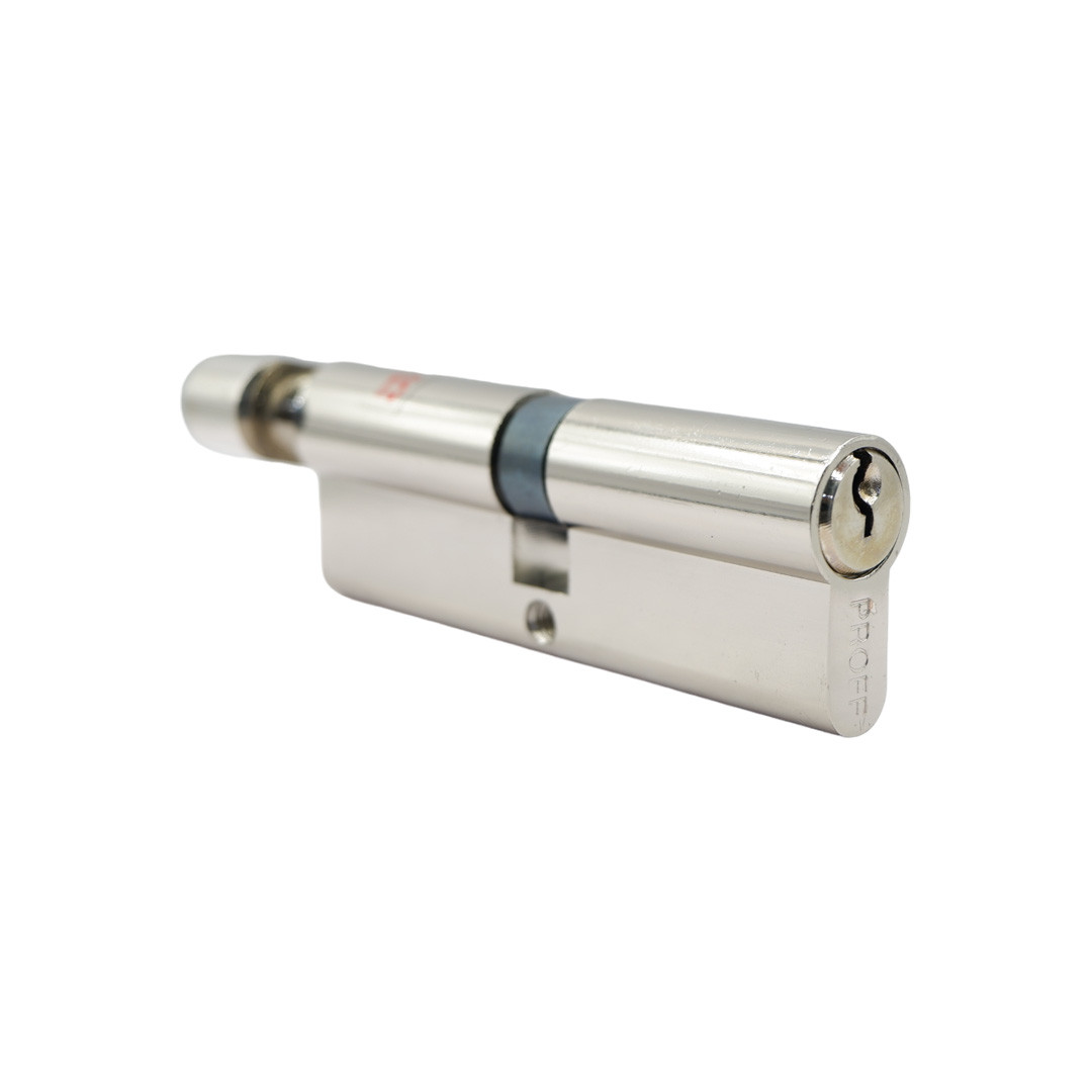 Цилиндр дверной никелированный 45x45/90 мм с ручкой Proff - фото 2 - id-p115181891