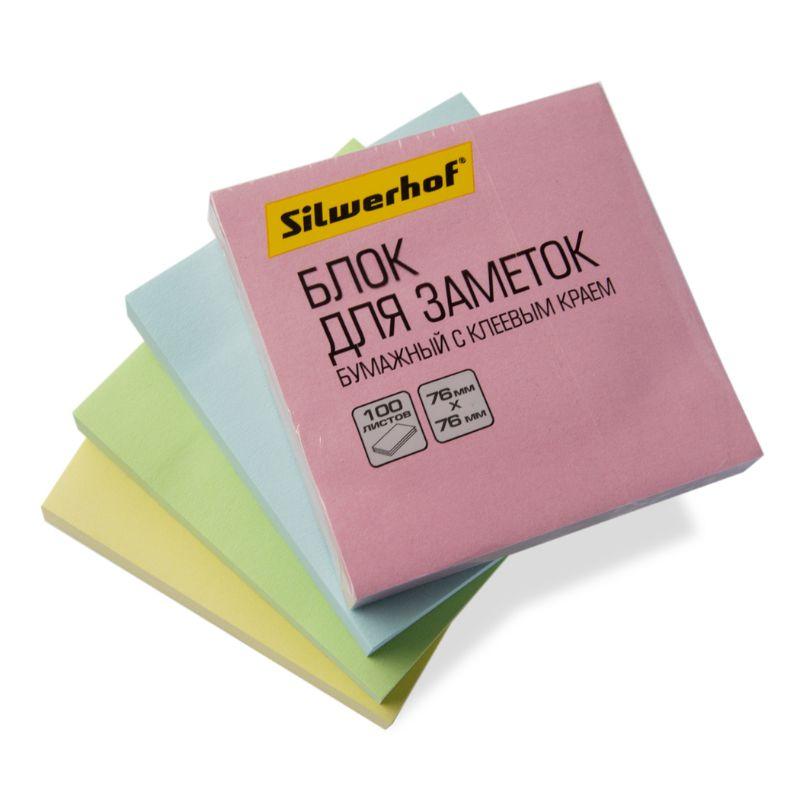Клейкие листки Silwerhof 76х76 мм, розовый, 100 листов - фото 3 - id-p115184040