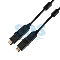 Шнур HDMI - HDMI 1.4, 2м, Gold, с фильтрами, угловой 360° REXANT