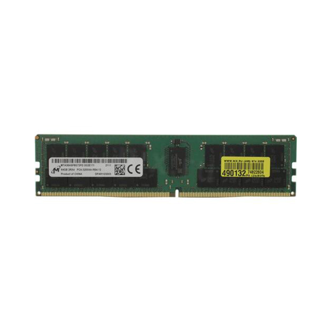 Модуль памяти MICRON MTA36ASF8G72PZ-3G2F1 DDR4 RDIMM 64GB 2Rx4 3200 CL22 (16Gbit) - фото 2 - id-p115174281