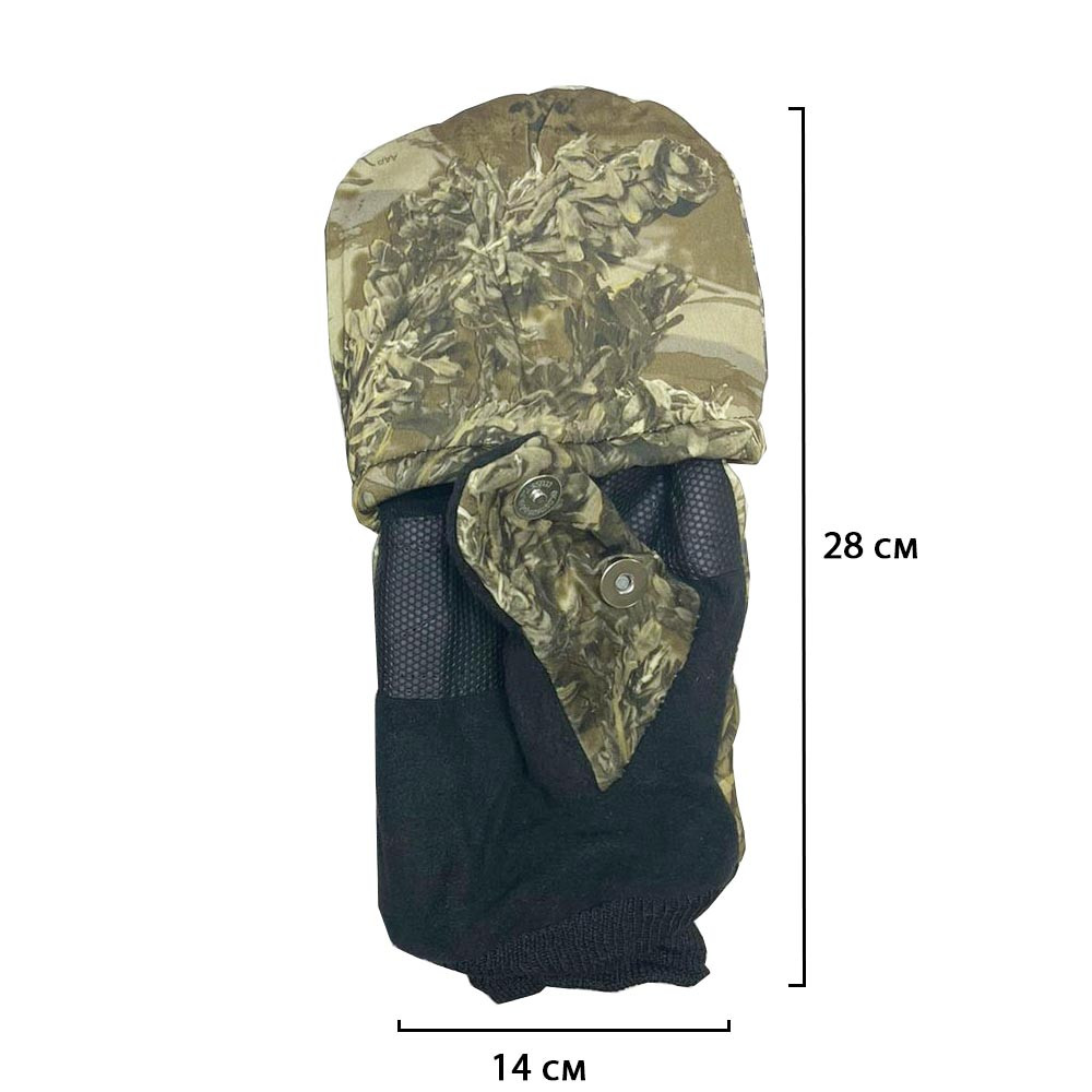 Перчатки варежки для зимней рыбалки камуфляж лиственный лес - фото 2 - id-p115194638