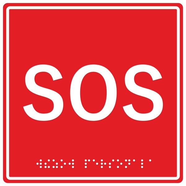 MP-010R1 Табличка тактильная с пиктограммой "SOS" (150x150мм) красный фон - фото 1 - id-p115198144