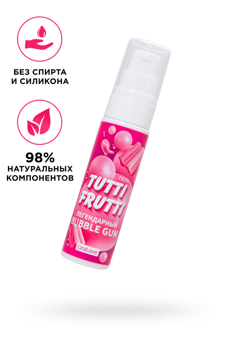 Съедобная гель-смазка TUTTI-FRUTTI для орального секса со вкусом BUBBLE GUM, 30г 30021