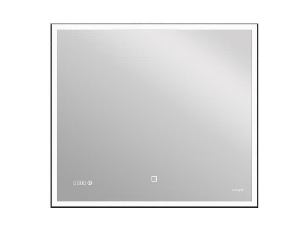 Зеркало LED 011 design 100x80 с подсветкой часы металл. рамка прямоугольное - фото 1 - id-p109341453