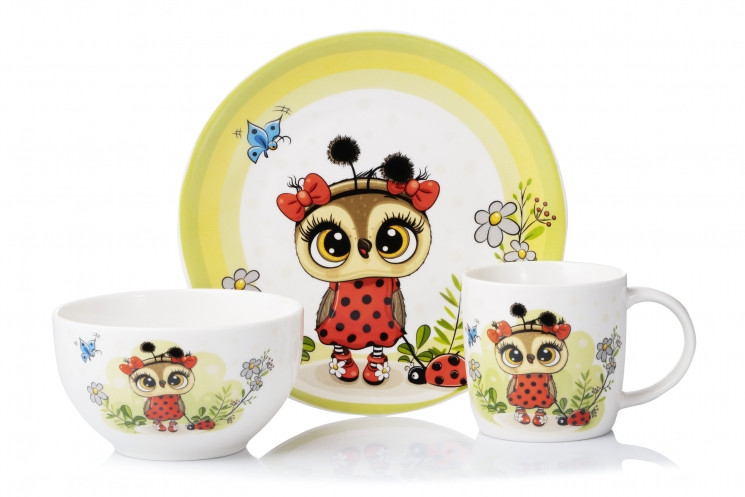 Набор детской посуды Ardesto Lucky owl 3 пр. фарфор AR3454LS - фото 1 - id-p114870111
