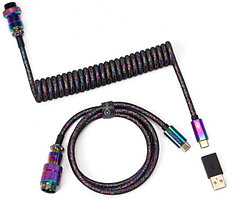 Кабель Type-A/Type-C Keychron Premium Coiled Aviator Cable-Straight Rainbow Palted black CAB5_KEYCHRON