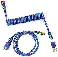 Кабель Type-A/Type-C Keychron Premium Coiled Aviator Cable-Straight Rainbow Palted Blue CAB6_KEYCHRON