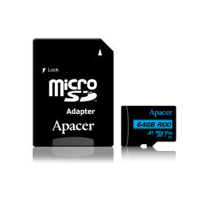 Карта памяти Apacer AP64GMCSX10U7-R 64GB + адаптер, фото 2
