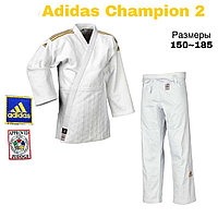Кимоно для дзюдо Adidas Champion 2 Original IJF белое,синее с золотыми лампасами