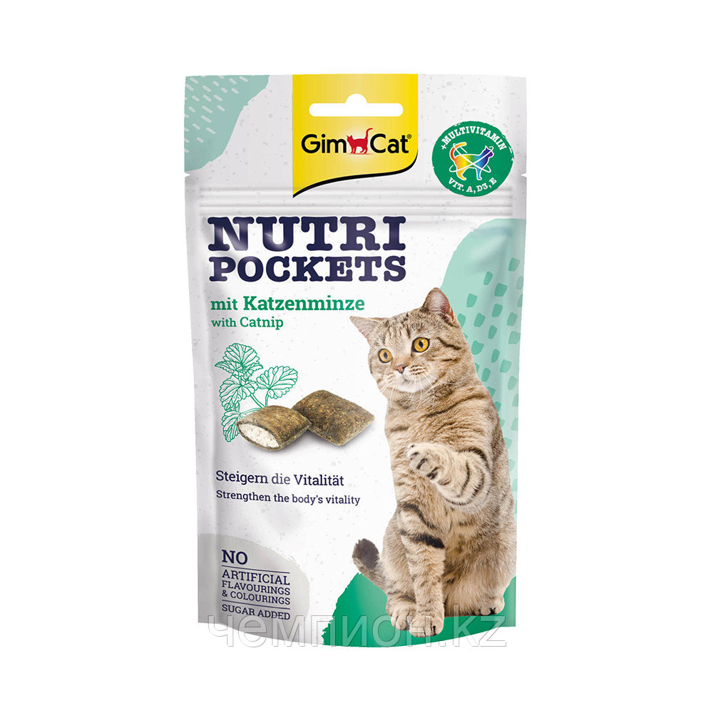 400723 GimCat Nutri Pockets Catnip, с кошачьей мятой и витаминами 60 г.