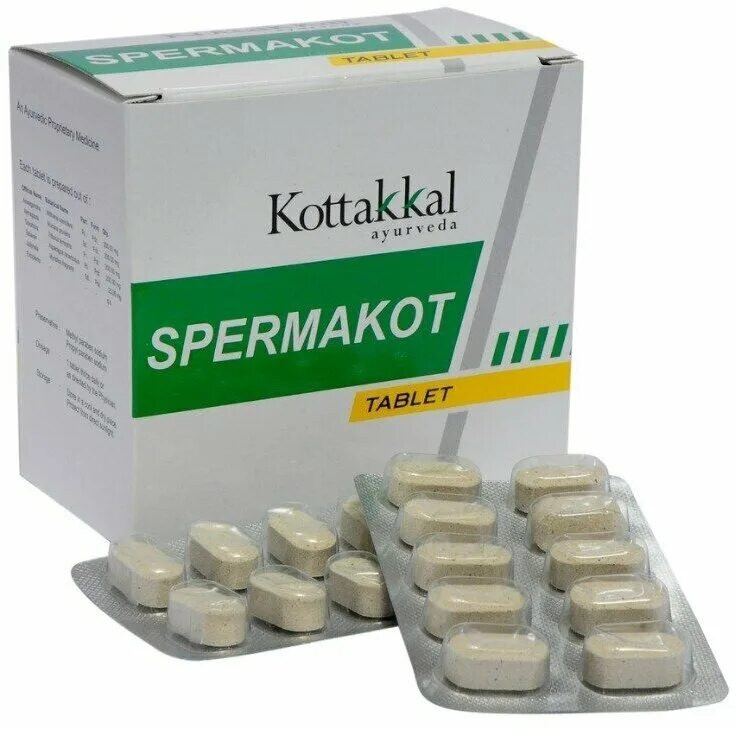 Спермакот Коттакал (Spermakot Kottakkal) для мужского здоровья, укрепляет потенцию 100 таб - фото 1 - id-p115247623