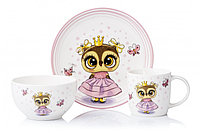Набор детской посуды Ardesto Princess owl 3 пр. фарфор AR3453OS