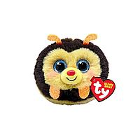 TY: Мягкая игрушка PUFFIES пчела-шарик, 10 см, желтый