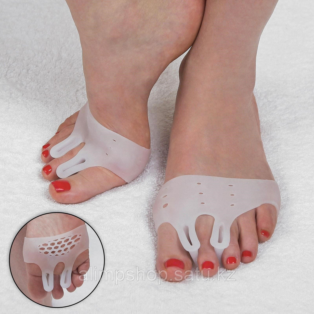 Корректоры-разделители для пальцев ног, на манжете, дышащие, 2 разделителя, силиконовые, 8 × 7 см, пара, цвет - фото 1 - id-p115262799