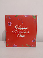 Подарочная коробка 20*20 см Happy Woman's day красный