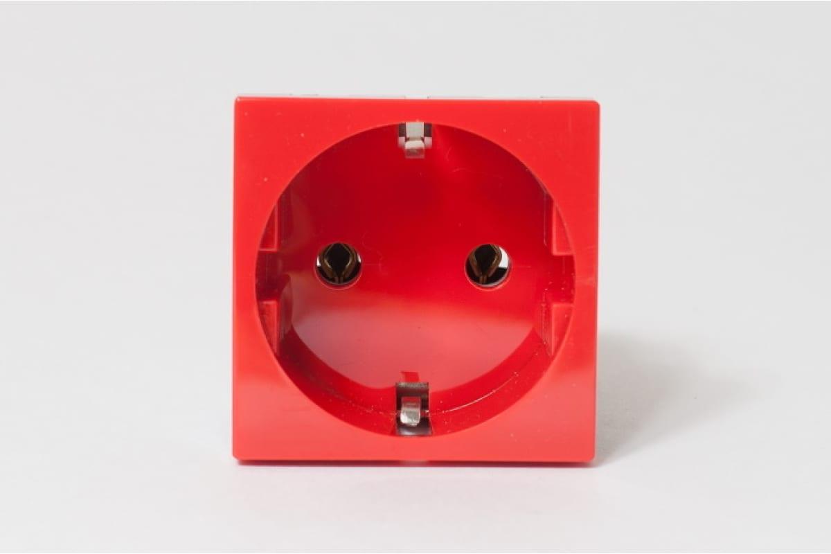 Розетка электрическая 2К+З  с защитными шторками(красный) 200014