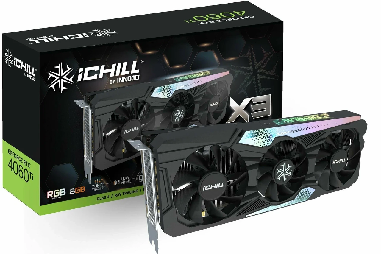 Видеокарта INNO3D GeForce RTX 4060 Ti 8GB GDDR6 ICHILL X3 C406T3-08D6X-17113389, фото 1