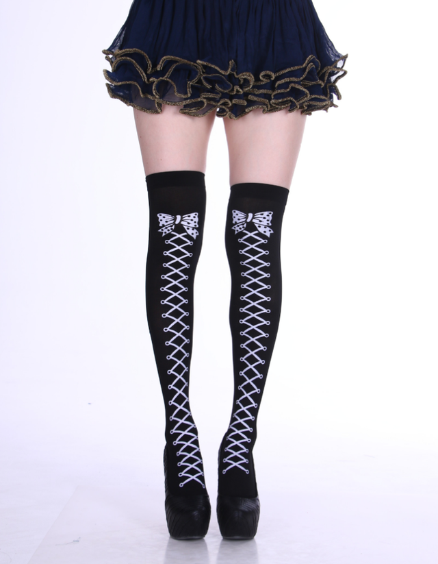 Гольфы выше колена полосатые 70 см черно-синие