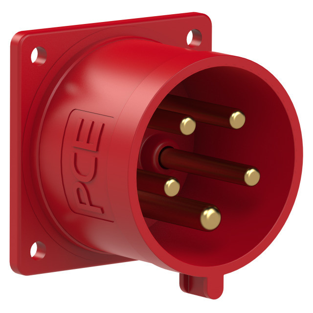Вилка встраиваемая PCE, 32А, 400V, 3P+N+E, IP44, фланец 70x70