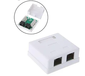 Розетка настенная телекоммуникационная 2 Модуля OK-2-RJ45 (с модулем), фото 1