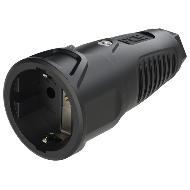 Розетка кабельная PCE 16A/250V/2P+E/IP20 черный, маркер черный