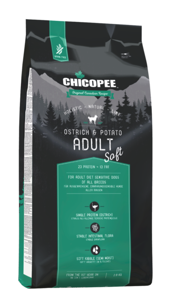 Chicopee HNL Adult Ostrich & Potato, корм для взрослых собак, с мясом страуса и картофелем, уп.12кг.