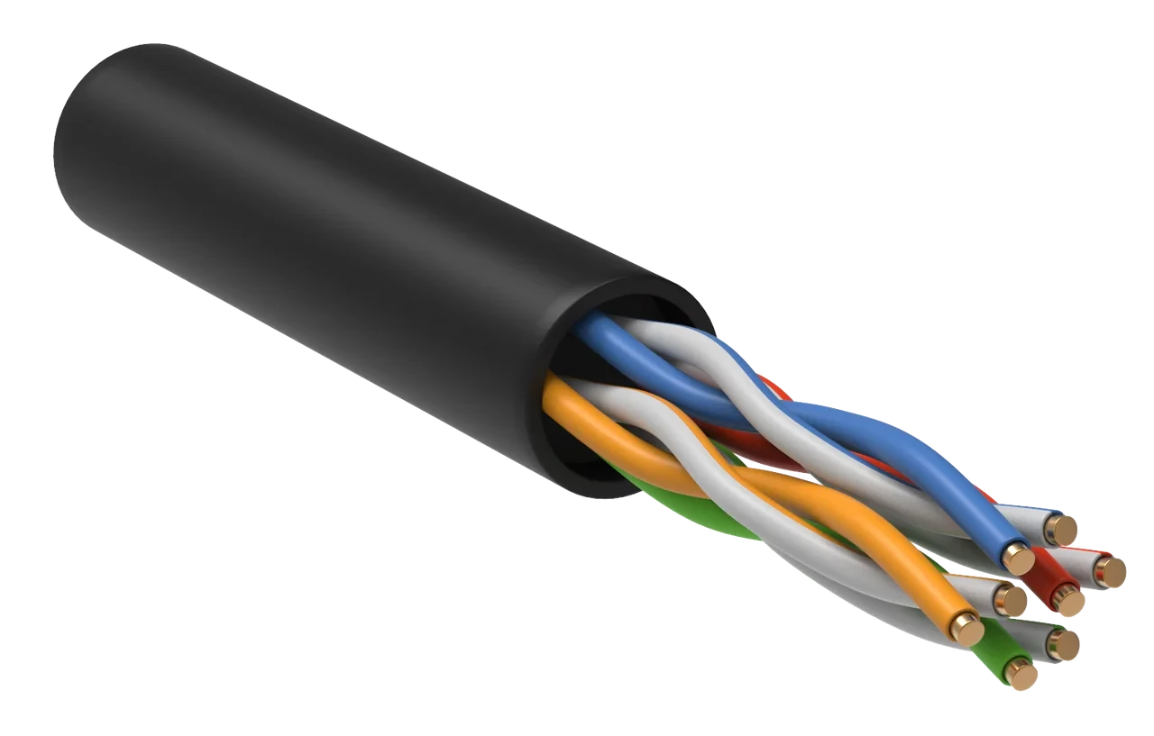 Кабель сетевой  COMTEQ-FTP-Cat.5e-4х2х0,51 ПВП-трос 305м/упак. (100% OFC, с тросом для внешней прокладки)