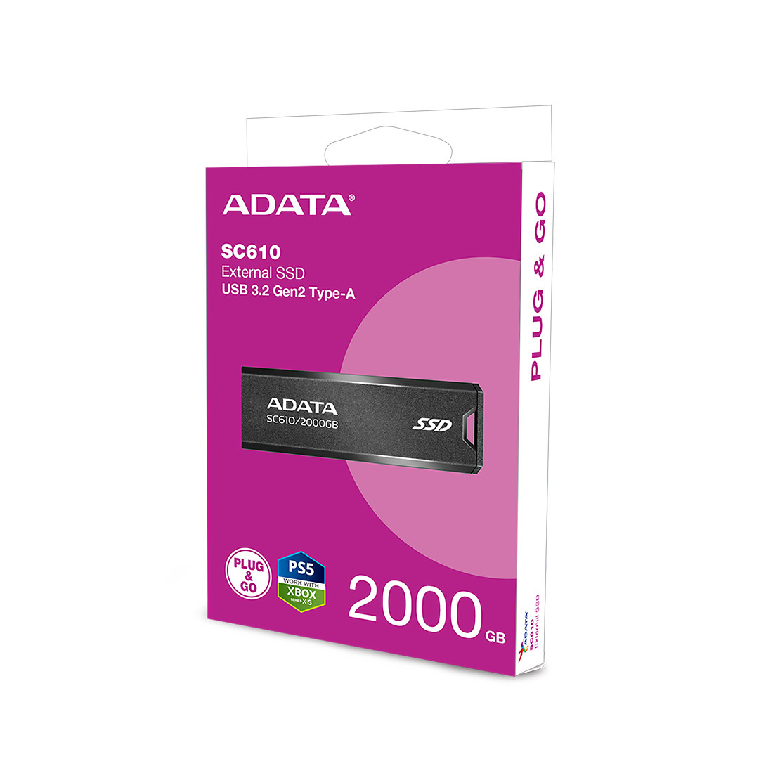 Внешний SSD накопитель ADATA SC610 2ТБ Черный - фото 3 - id-p115267610