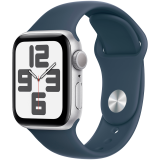 Умные часы Apple Watch SE GPS 40мм серебристого цвета с синим спортивным ремешком Storm Blue - S/M, модель - фото 1 - id-p115267402