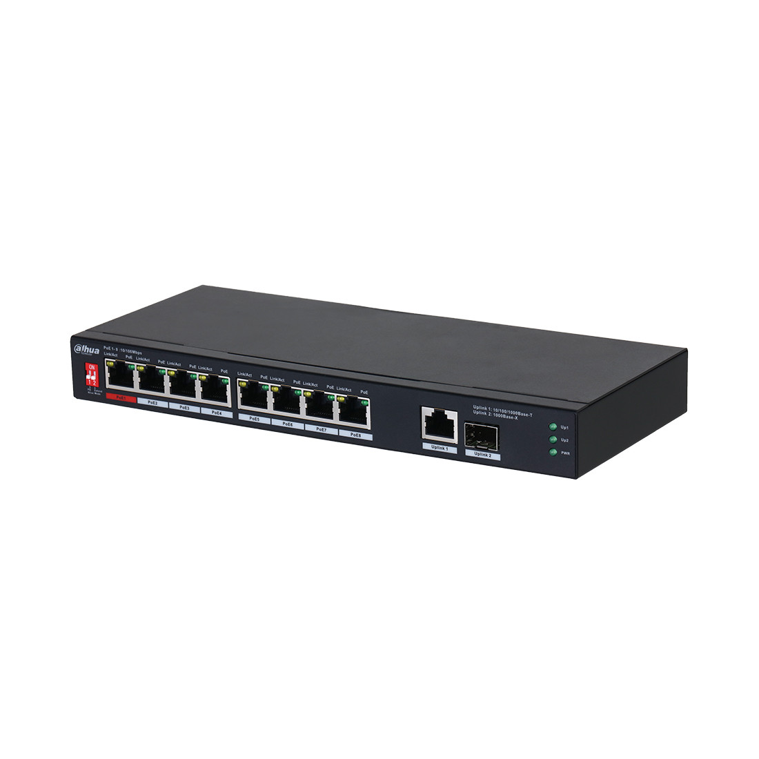Коммутатор Dahua DH-PFS3110-8ET1GT1GF-96: Сетевой коммутатор с 8 портами Ethernet и 1 портом Gigabit Ethernet. - фото 1 - id-p115267691